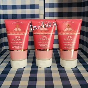 3x Bath & Body Works PINK PARADISE Dragonfruit & Hibiscus 8oz Body Scrubs
